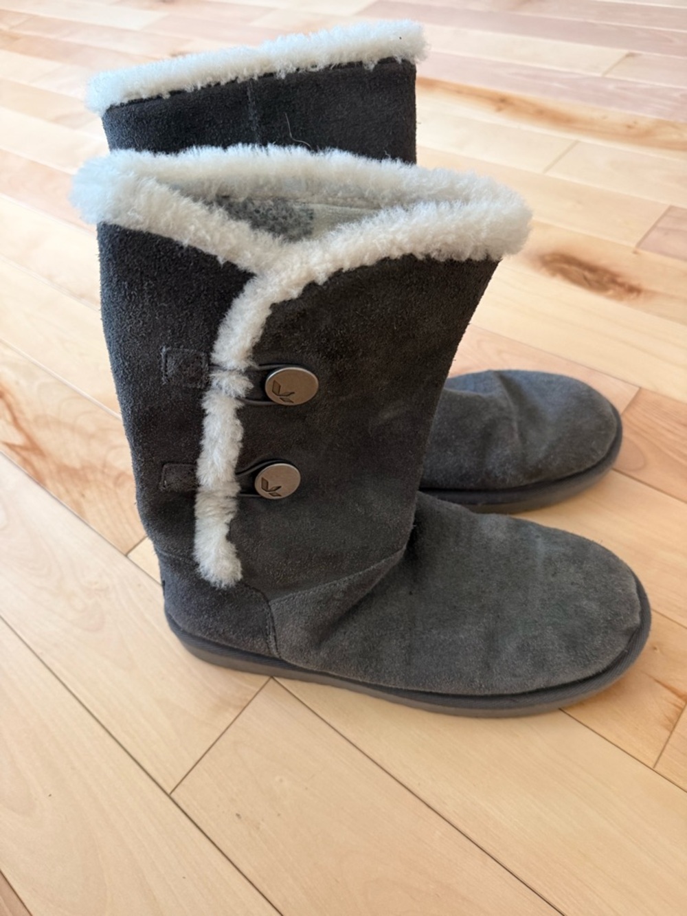 Koolaburra Gray Shearling-Lined Suede Boots
